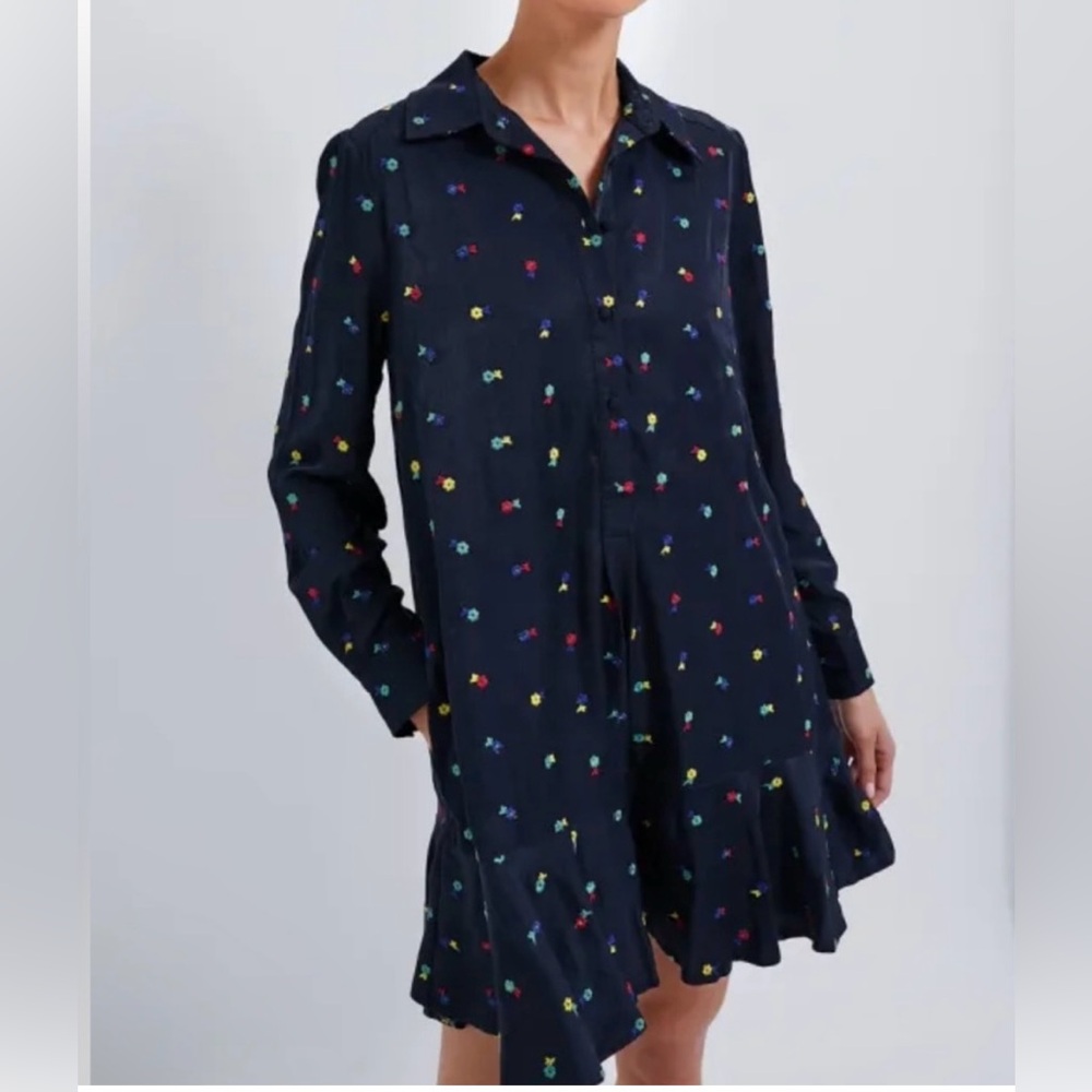 NWT Tuckernuck Black Floral Embroidered Callahan Preppy Resort Shirt Dress